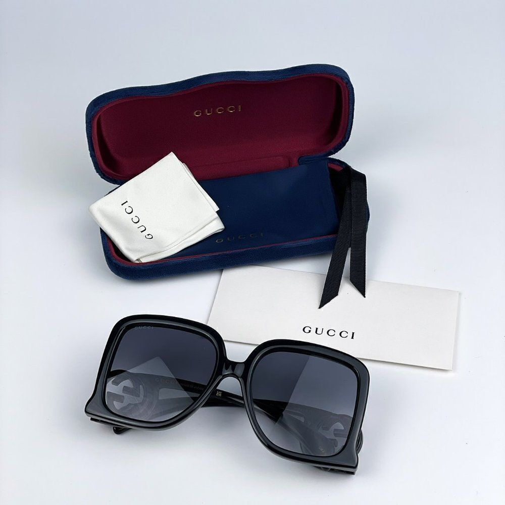NEW Gucci GG1326S 001 Black Grey Gradient Oversized Square Women Sunglasses - Picture 12 of 12